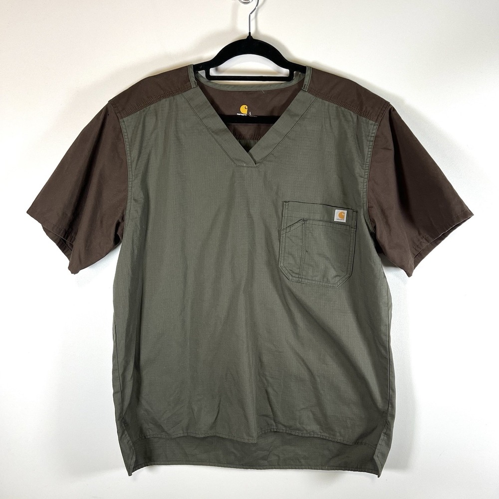 Carhartt Scrub Top Large Ripstop Utility Green Pocket Medical Nursing‎